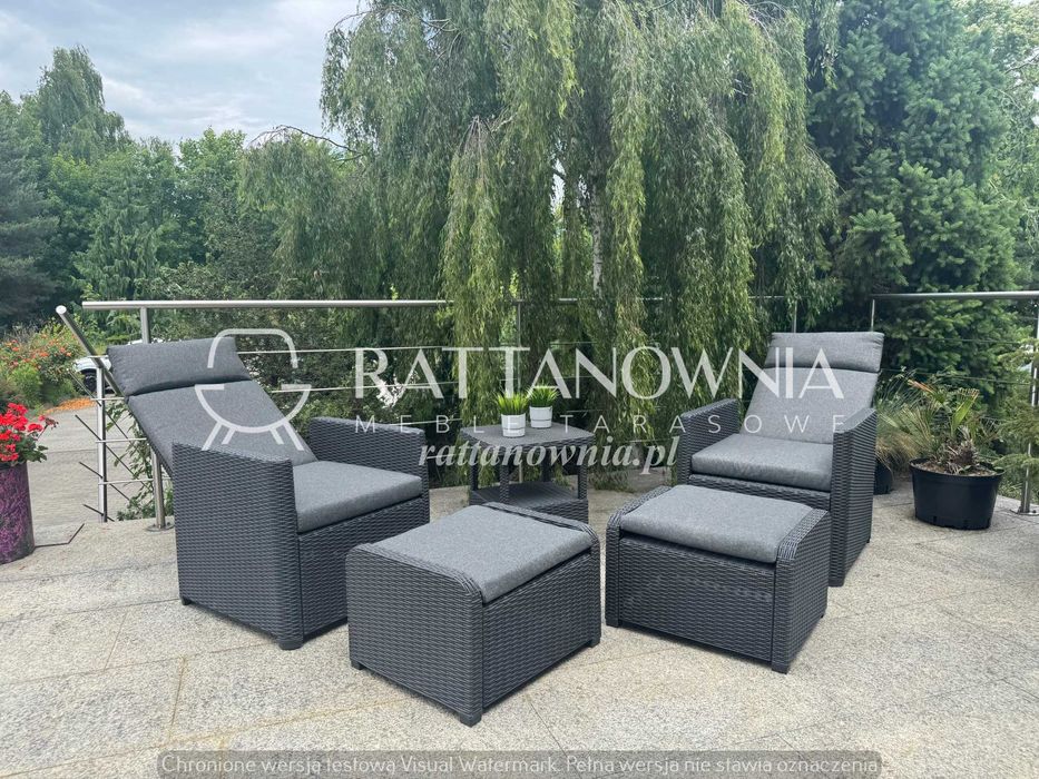 Zestaw Rozkładanych Foteli Wypoczynkowych Taras/Ogród Z Podnóżkami