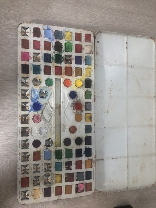 Caixa aguarelas antiga grande western paint box