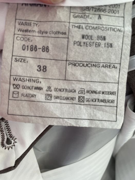 Nowe bez metki spodnie meskie garniturowe ARMANi pas 38 47cmx2