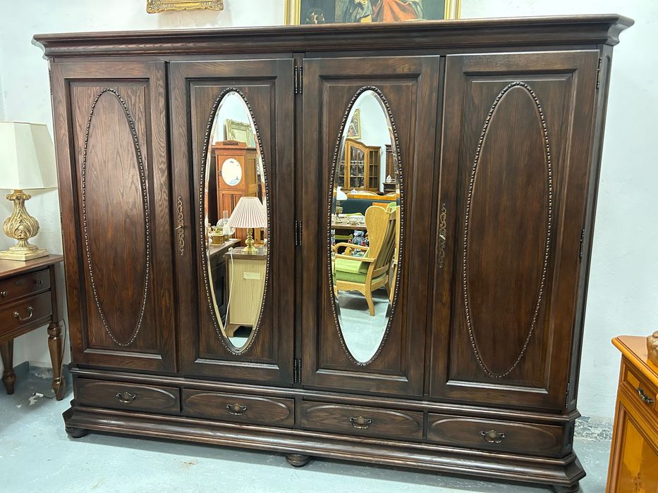 Duża szafa dębowa z lustrami, garderoba, szafa do sypialni