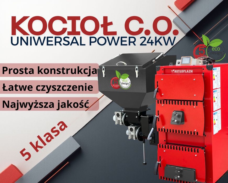 Kocioł, Piec - pellet, drewno, ekogroszek. UNIWERSAL POWER 24 kW