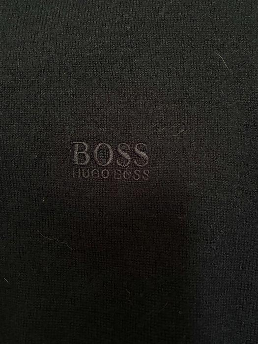 wełniany sweter boss granatowy hugo boss