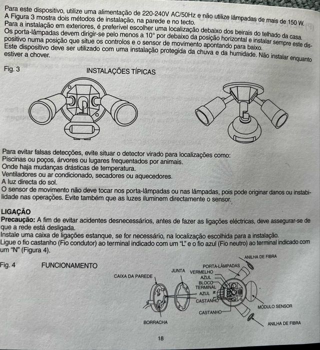 Sensor de movimento candeeiro 2 lampadas