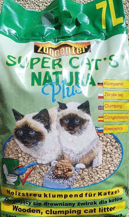 sprzedam żwirek drewniany zbrylający Super Cats natura plus normal 7l
