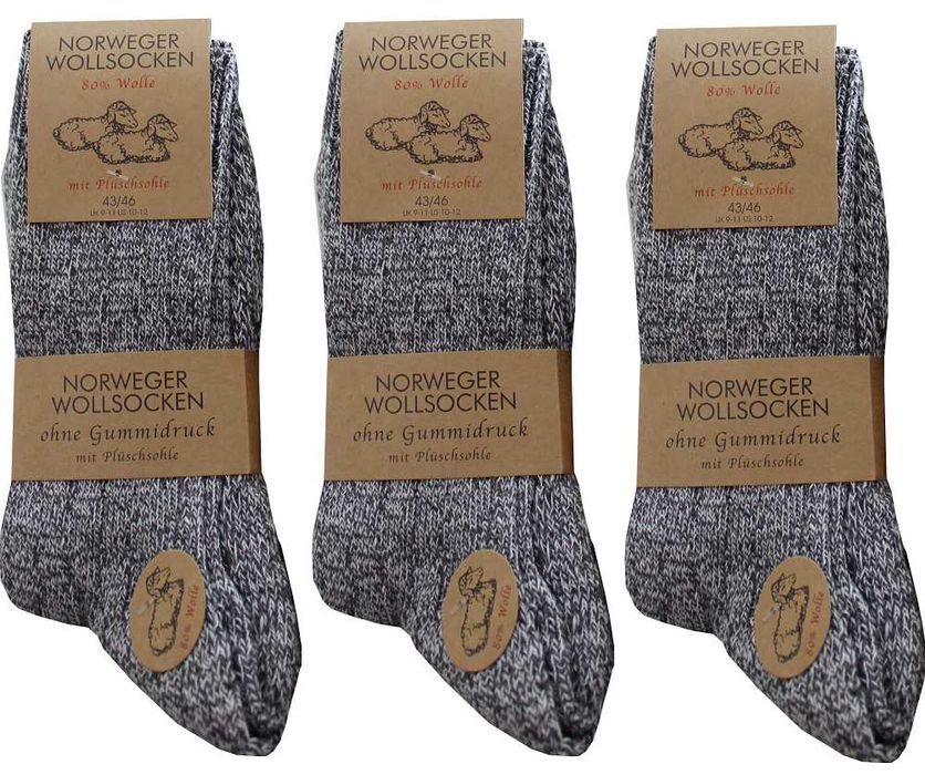 3x Skarpety ciepłe wełniane z owczej wełny. Rozm 39/42, art 93220.