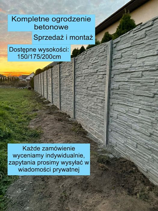 Ogrodzenia betonowe płyta słupek płot betonowy montaż