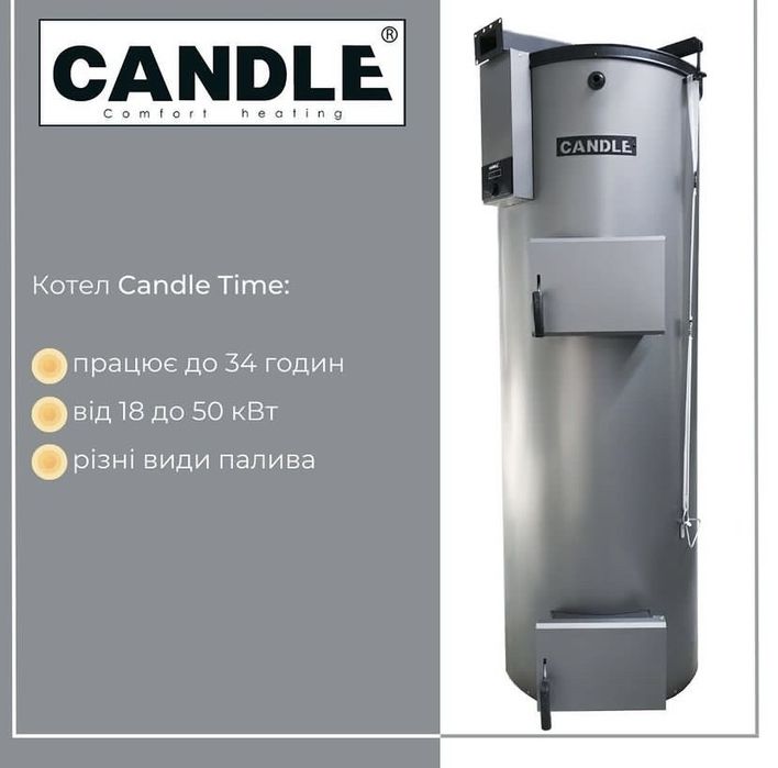 Котел Candle Time Твердопаливний твердотопливный Кендл Тайм 18 20