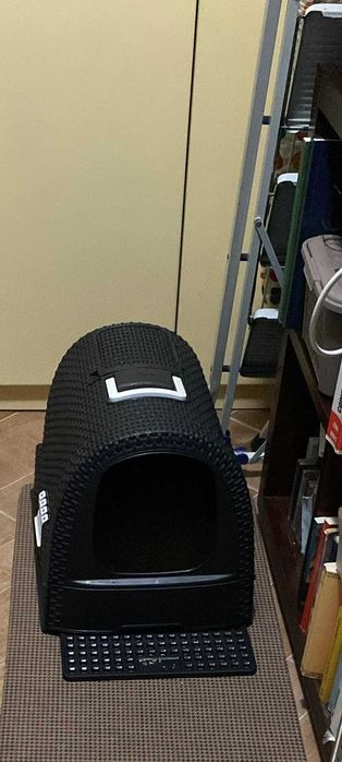 Nowoczesna kuweta dla kota kot dom zwierzęta ciemna duża rattan