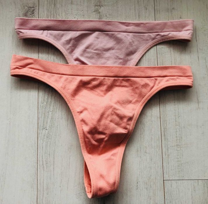 Nowe stringi figi majtki damskie różowe S 36