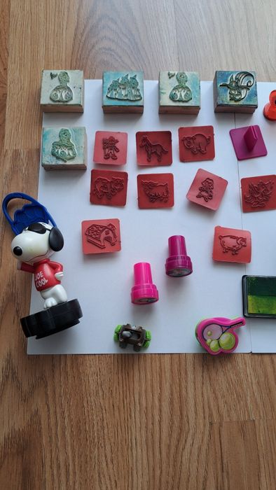 Zestaw stępli, pieczątek dla dzieci - 32 sztuki wraz z tuszami