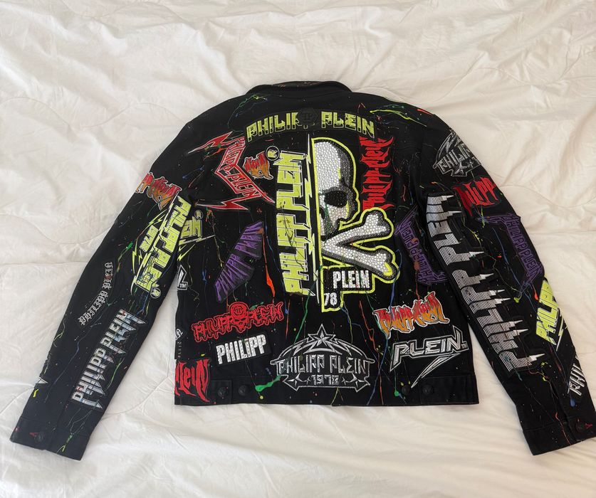 jaqueta jeans masculina Philipp Plein com strass (original)