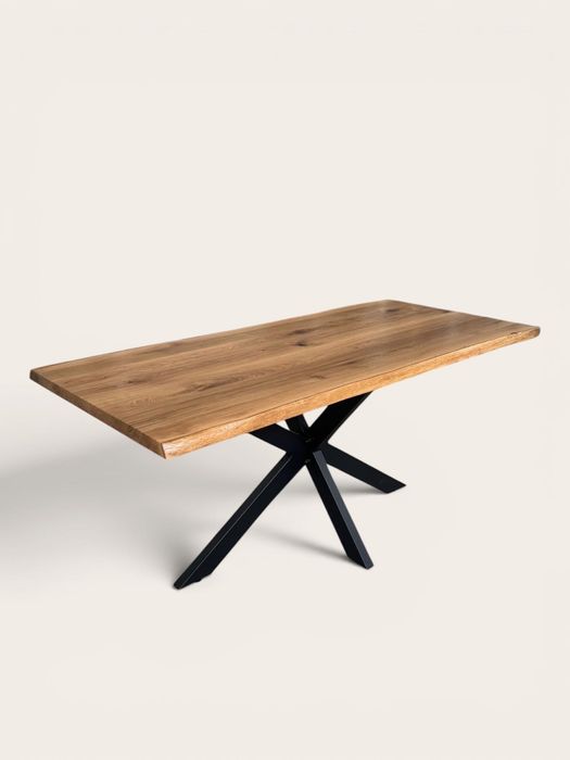 Stół dębowy rustykalny rustic LITY DĄB OFLIS live edge klejonka dębowa blat kuchenny lakier, olejowosk na wymiar - PRODUCENT