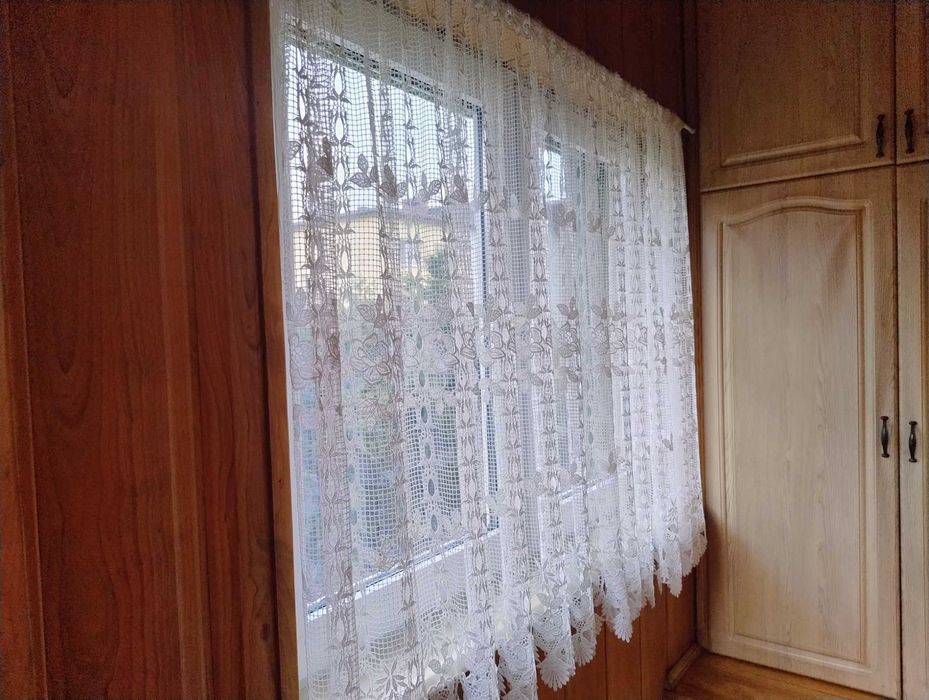 Firana z gipiury biała 125 x 300 cm piękna żabki jak nowa