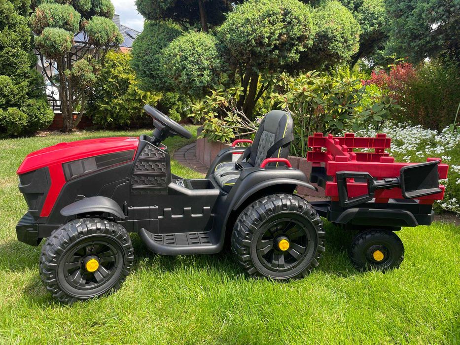 Duży Traktor na akumulator z Przyczepką Pilot Ciągnik elektryczny dla dzieci