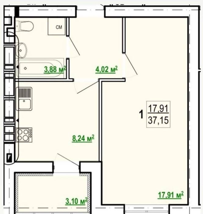 Квартира ЖК Гидропарк-Лучшая планировка и цена за 1-ком 37м2 ВАРИАНТЫ