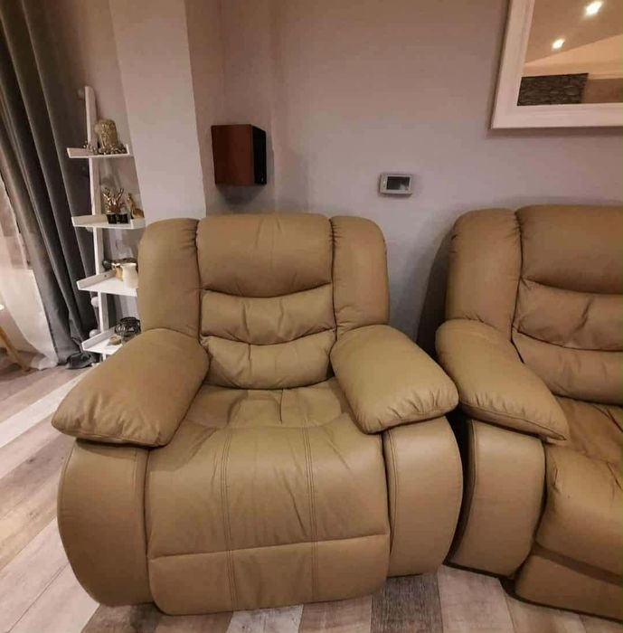 Zestaw wypoczynkowy 3 2 1 skóra naturalna funkcja relaks