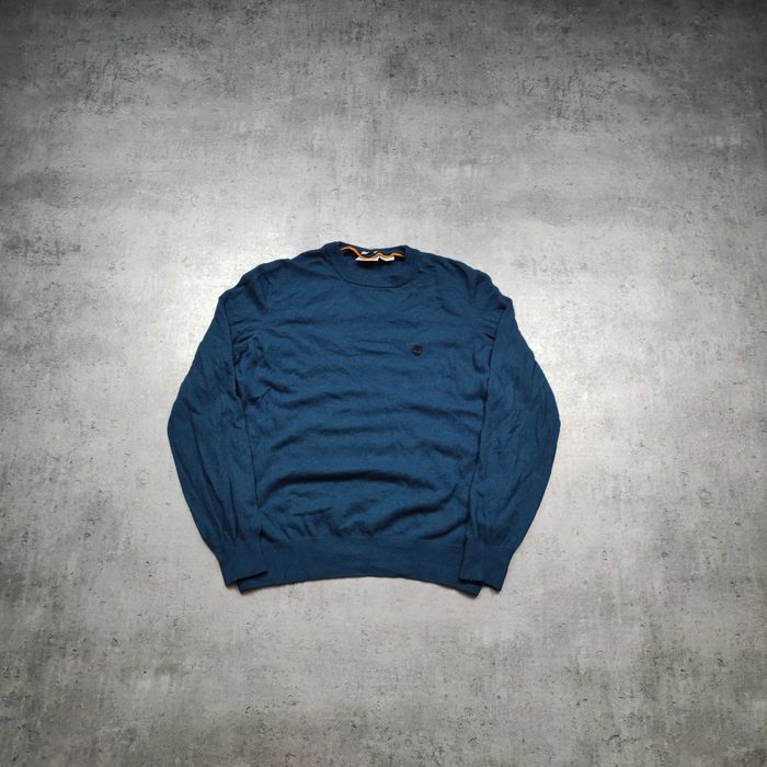 MĘSKI Elegancki PREMIUM Sweter Wełna Timberland Haft Logo Granat Soft