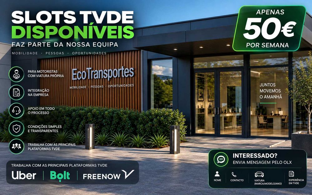 SLOTS TVDE DISPONÍVEIS - 50 EUR/SEMANA