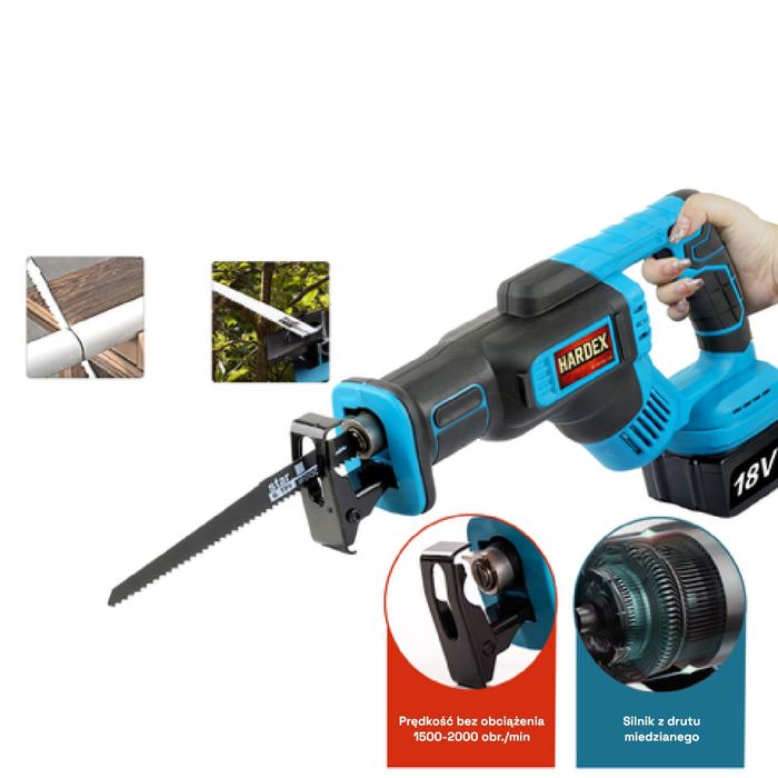 HARDEX Piła szablasta lisica 115 mm 2 x AKU 4.0 Ah bezszczotkowa