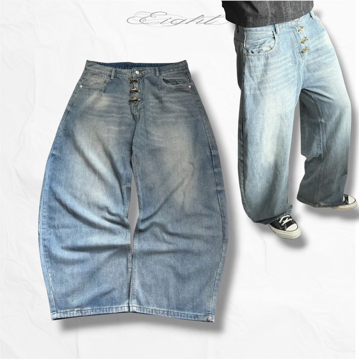 Archive wide led baggy jeand Широкі джинси вошед з кліпсами архив claps washed y2k bootcut erd opium прямі клипси шырокие смні джинси вільного крою