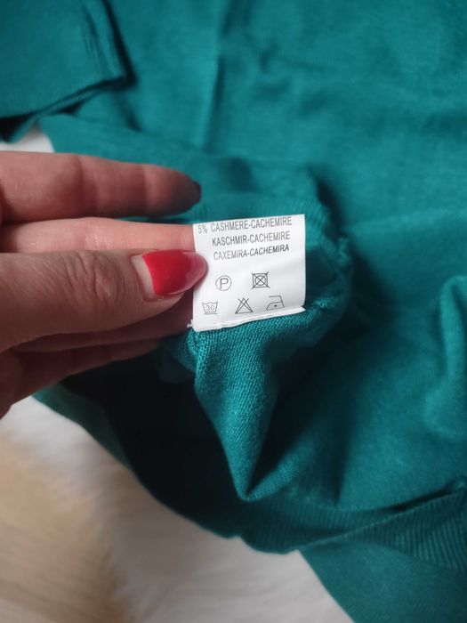 Zielona zdobiona sukienka z koronką i kaszmirem roz. M/L