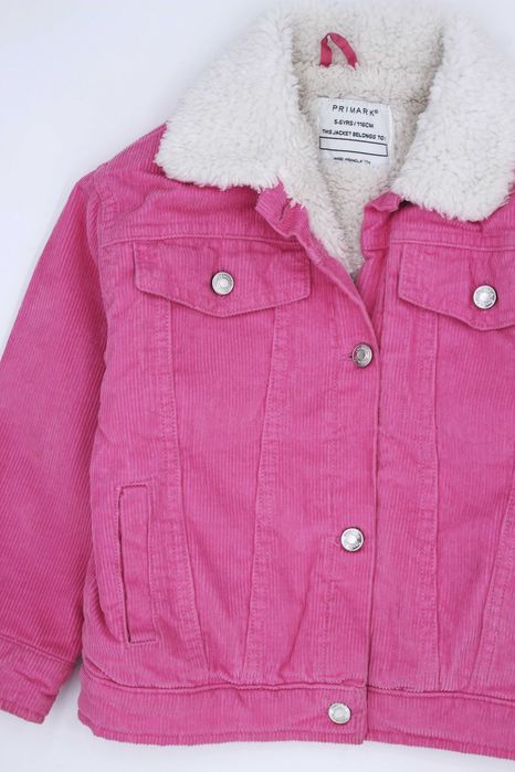 Primark 5-6lat sztruksowa kurtka z futerkiem, jak nowa! 116