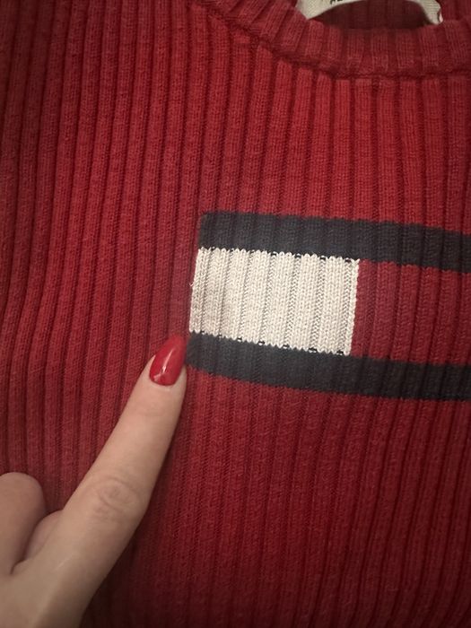 Sweter prazkowany tommy hilfiger czerwony logo th prazek s