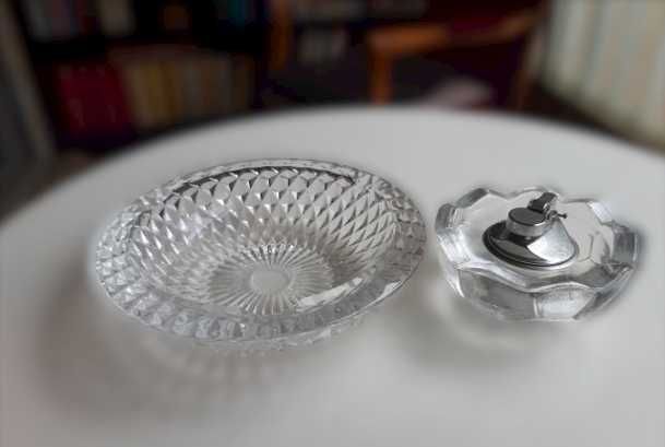 Isqueiro e Cinzeiro de Cristal Lapidado