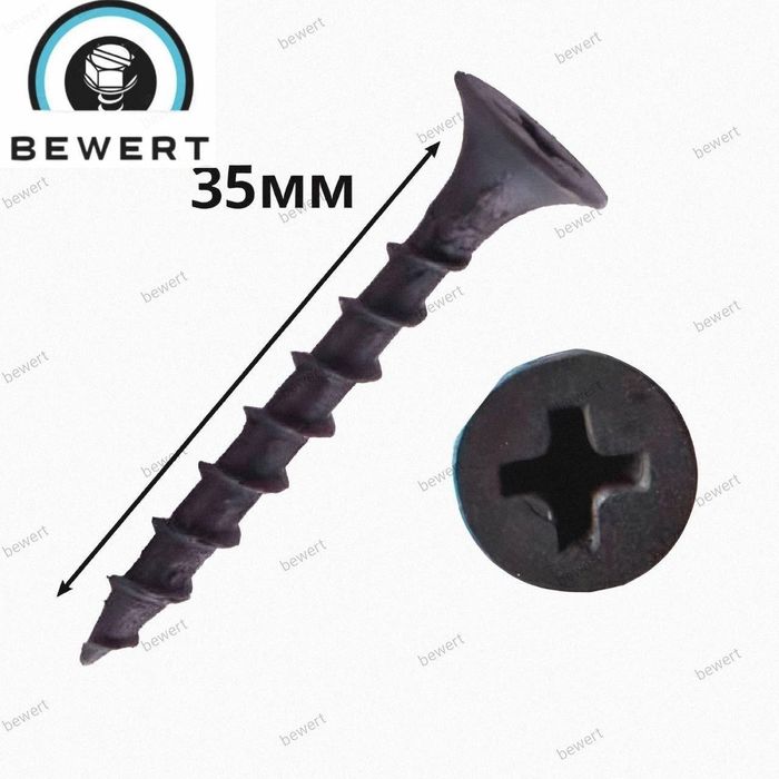 Саморіз-шуруп 3,5х35 по дереву чорний (1000 штук) саморізи по дереву