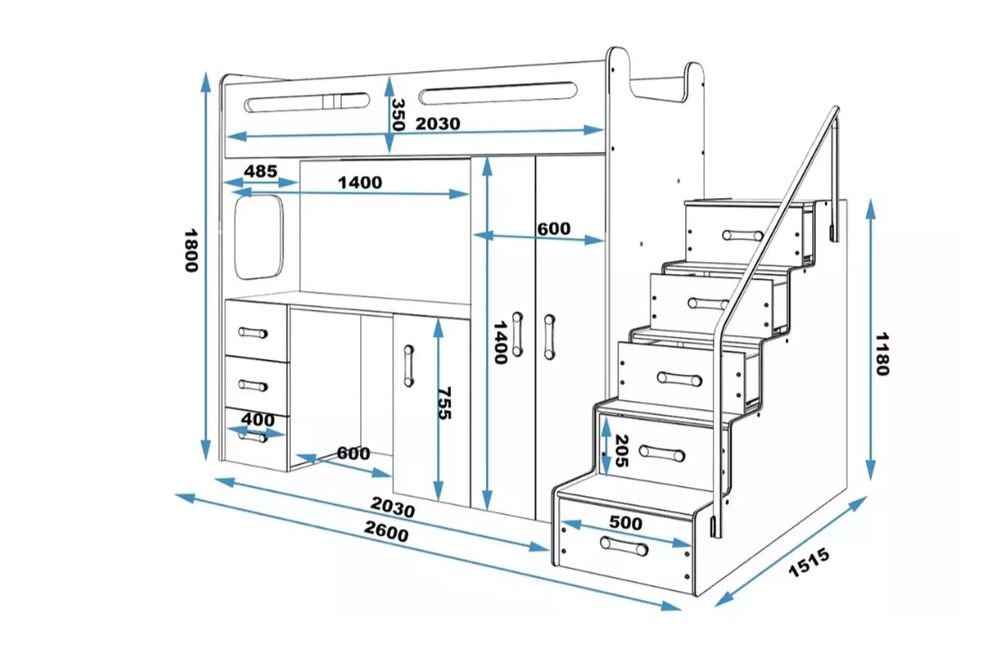 Łóżko piętrowe białe