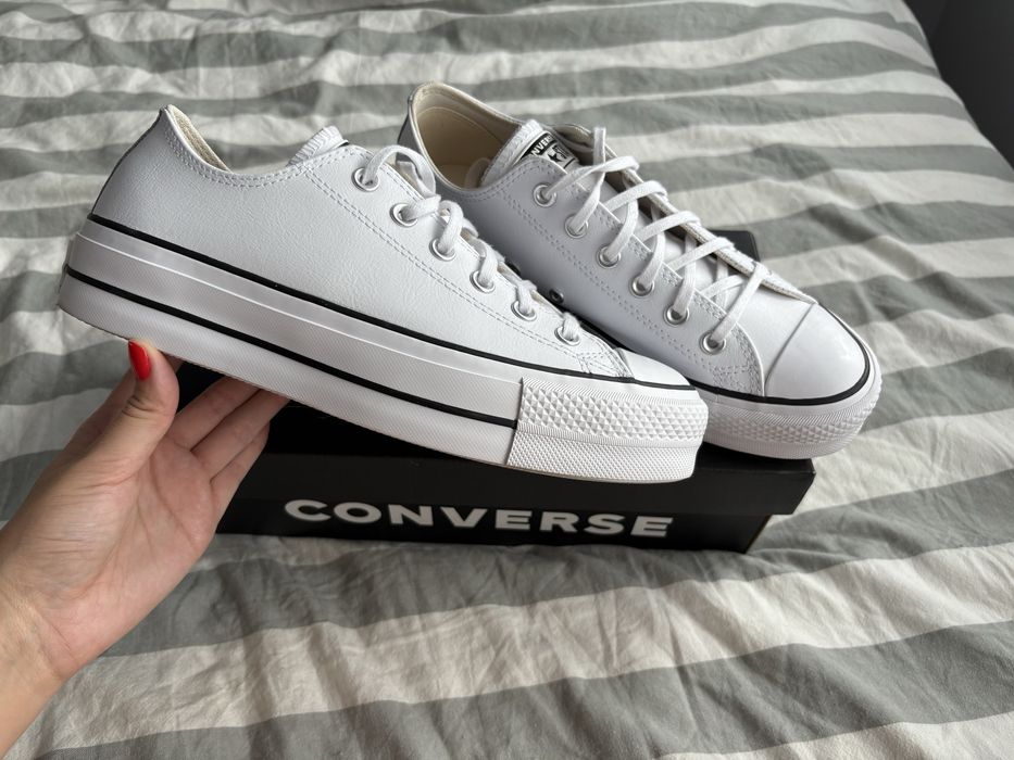 Converse skorzane białe 40