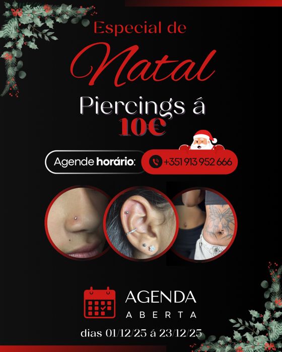 Especial de Natal piercings á 10€ (01/12/25 á 23/12/25)