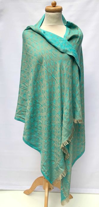 Szal Szlik LV Narzutka Morski Louis Vuitton Logowany 188 cm