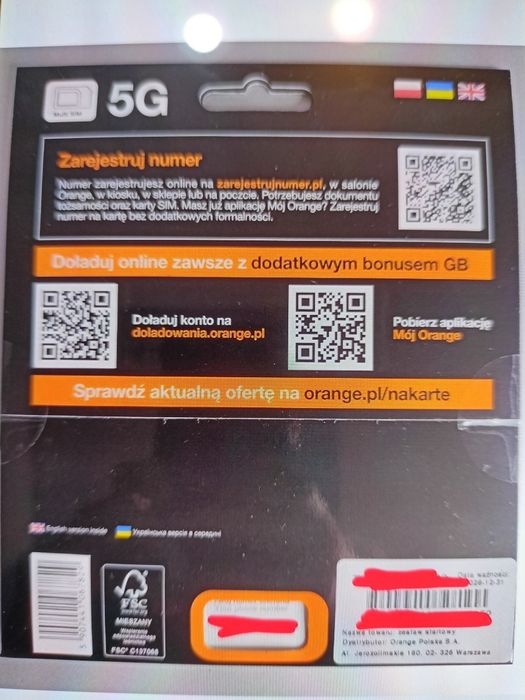 Karta sim orange 500GB na ROK karta 2 sim 4G 5G