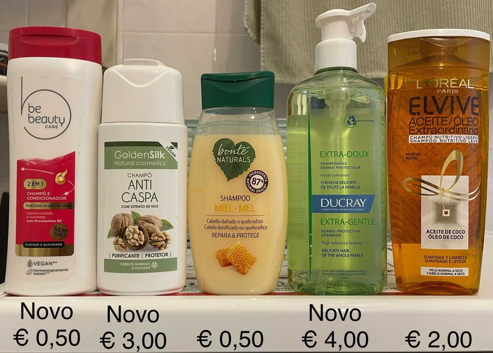champôs novos e pouco usados
