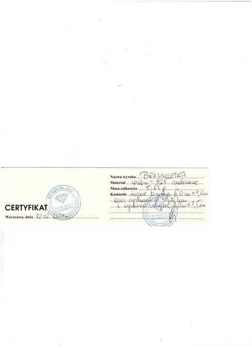 bransoletka srebro 925 topaz cyrkonie 5,65 g certyfikat