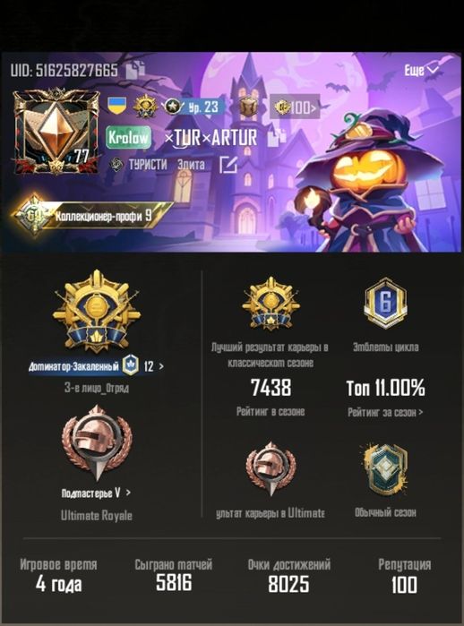 Pubg акаунт( id:51625827665)