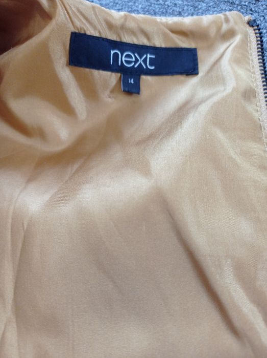 Next elegancka sukienka musztardowa r. 42, stan dbd