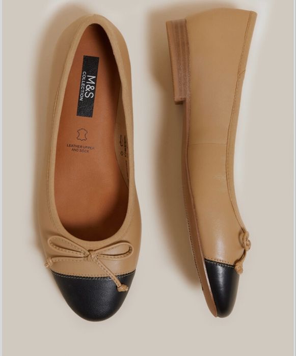 Шкіряні балетки в стилі шанель