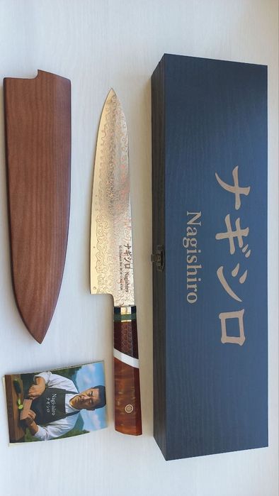 Японський ніж ґюто Nagishiro | Преміум VG-10, 37 см (мідний)