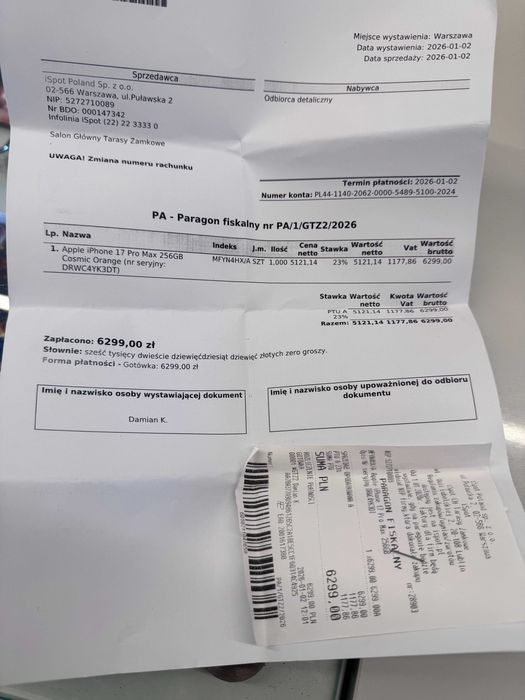 iPhone 17 Pro Max 256GB Bat 100% Topcase Vivo *Raty 0%*