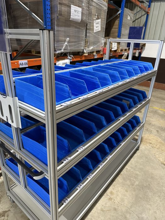 Carro de picking em perfil de Alumínio (66 slots)