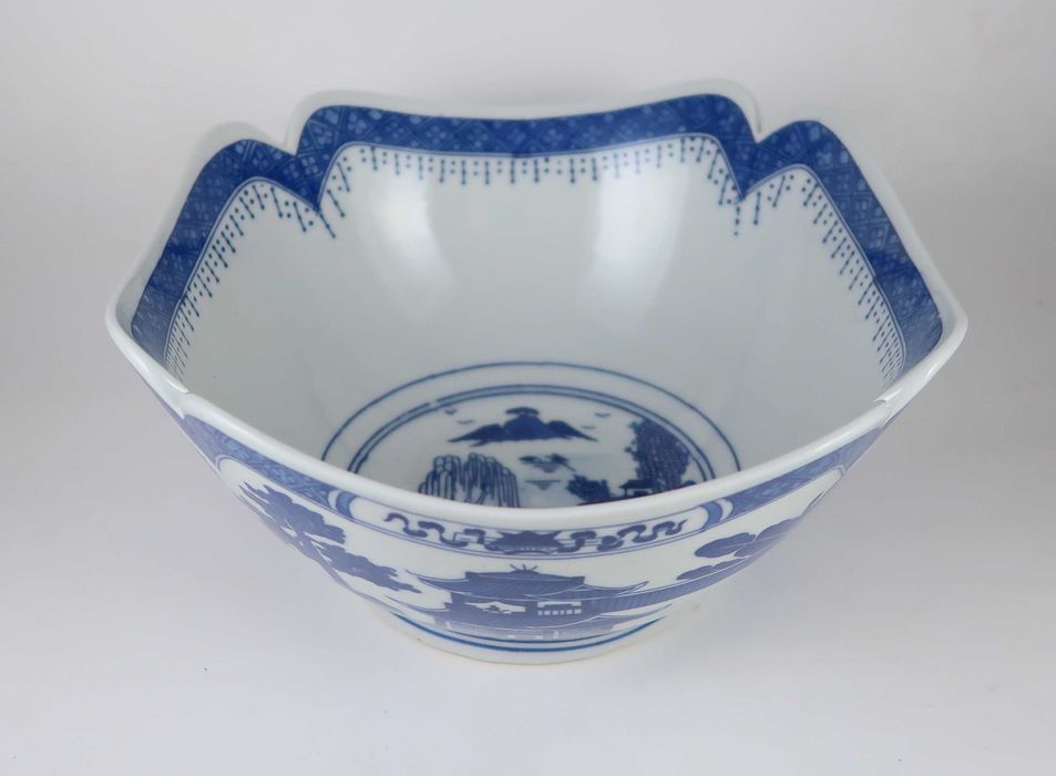 Saladeira porcelana azul e branca da China - Cantão