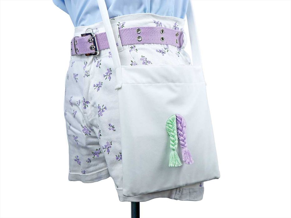 Damska torebka welurowa hand made biała torebeczka młodzieżowa