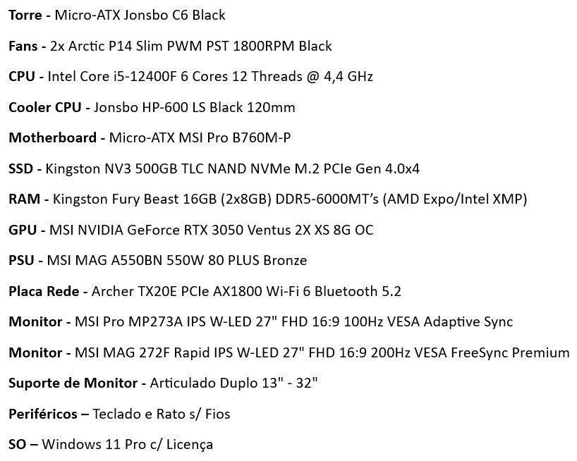 PC Computador Trabalho Gaming