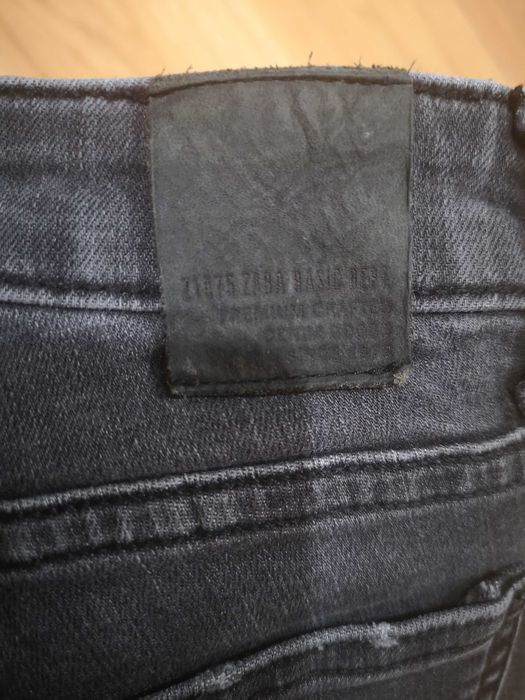 ZARA Denim czarne jeansy rurki zamki 34/XS