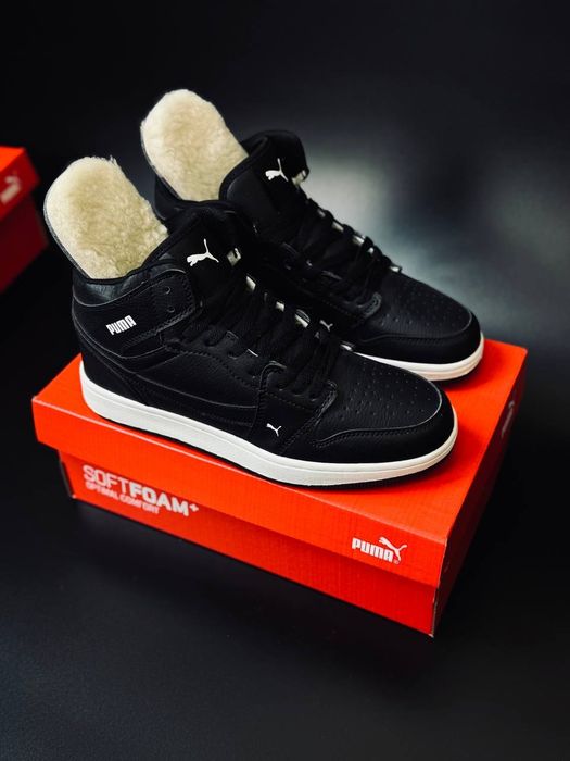 Женские кроссовки Puma Черные кожаные кросівки жіночі зимові