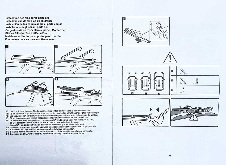 Bagażnik dachowy na narty/deski, uchwyt narciarki Norauto Alaska 400