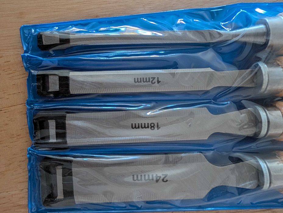 QWORK - Conjunto de 4 Cinzéis para Madeira – 6, 12, 19 e 24 mm