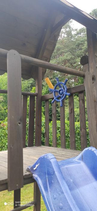 Plac zabaw drewniany,domek, huśtawki